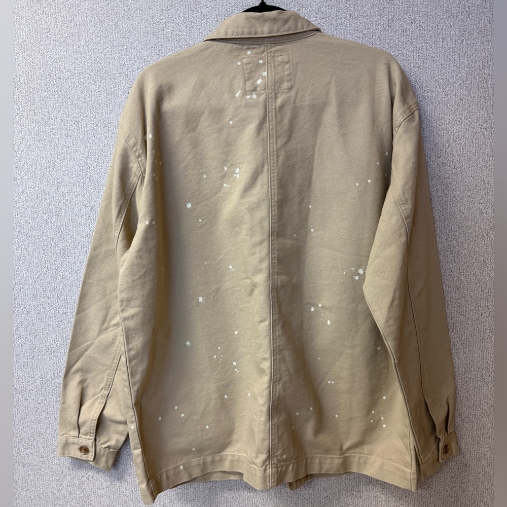 Forever 21 Men's Size Medium Taupe Tailored‎ Jacket Paint Splash Beige - Picture 7 of 10
